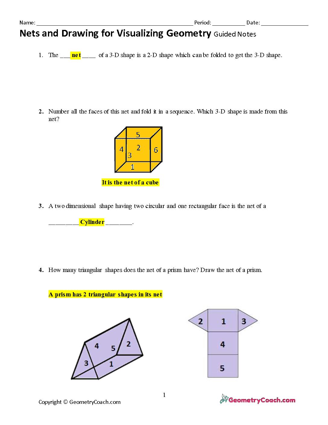 1 1 Guided Notes Te Nets And Drawing For Visualizing Geometry тлж